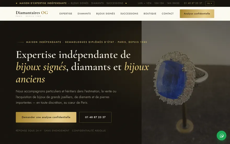 Capture du site Diamantaire Paris