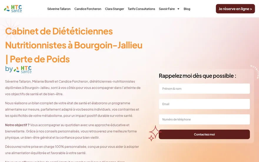 Capture du site Diététicienne Bourgoin
