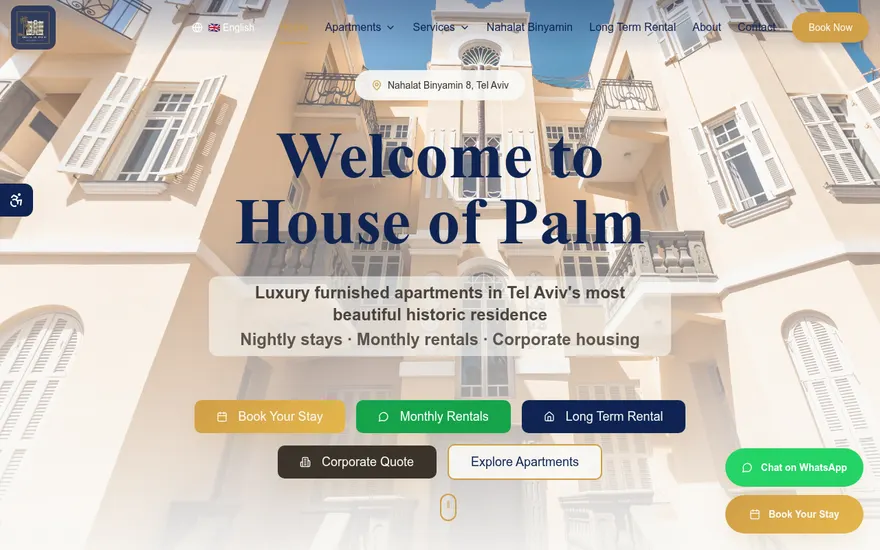 Capture du site House of Palm
