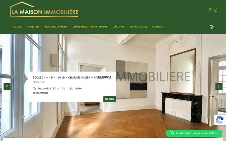 Capture du site La Maison Immobilière