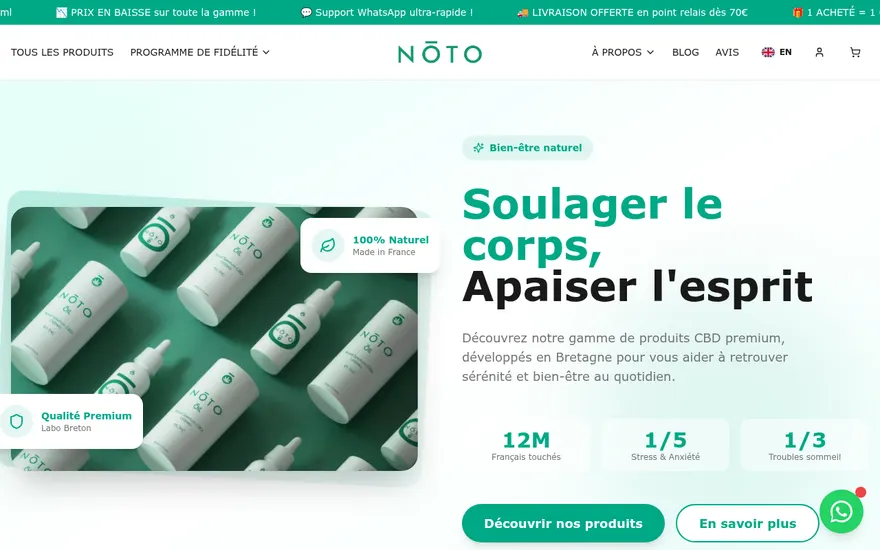 Capture du site NŌTO CBD
