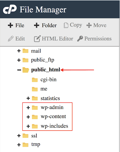 dossier html folder cpanel